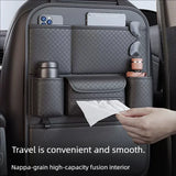 Premium PU Leather Car Backseat Organizer with Foldable Table & Multi-Pockets