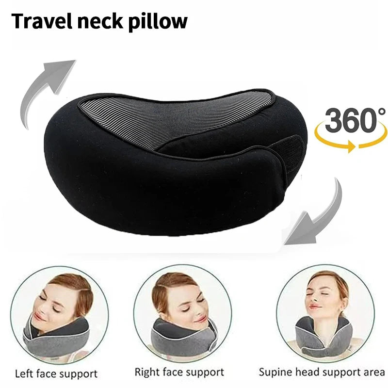 360° Memory Foam Travel Neck Pillow for Airplane & Driving