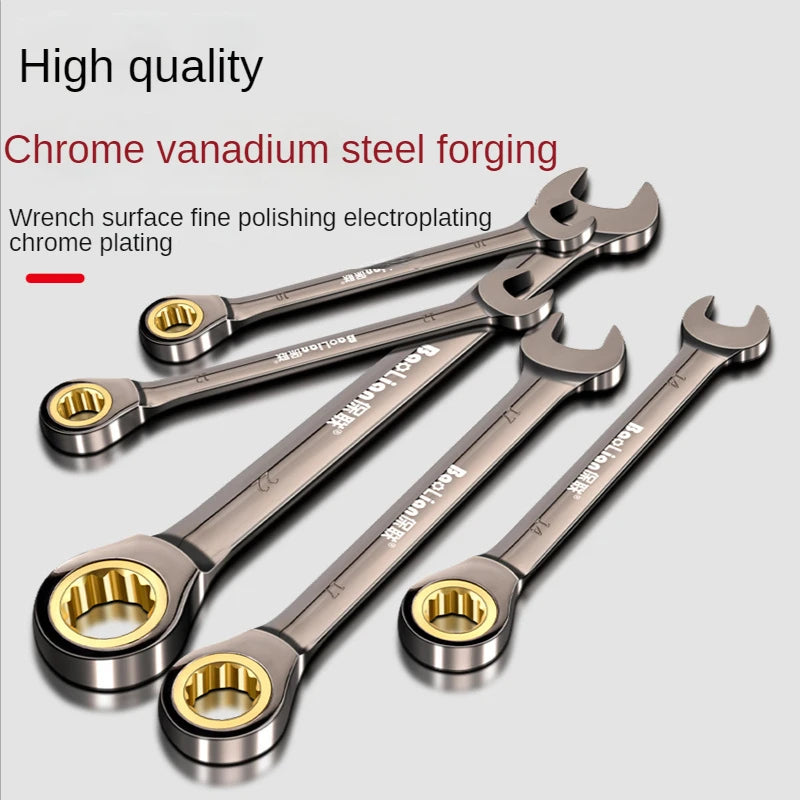 Universal Double-Ended Ratchet Wrench (8-22mm) – Chrome Vanadium Steel