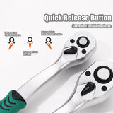 24/72 Tooth Quick Ratchet Wrench 1/2 1/4 3/8 3 Size Flying Wrenches Two-way Socket Wrench Repair Tools for for Vehicle Bicycle