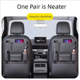 Premium PU Leather Car Backseat Organizer with Foldable Table & Multi-Pockets